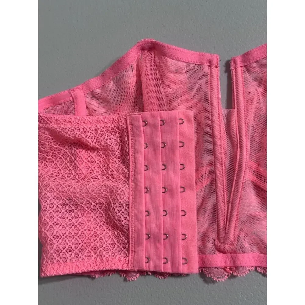 Victoria's Secret Corset Crop Top Bra Dream Angels Womens XS Pink Body Boning